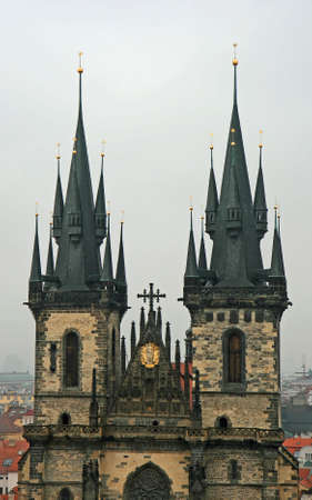 aerial view of Old Town Square neighborhood in Prague from the top of the town hall 