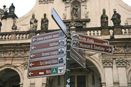 The street signs in Prague City, Czechの写真素材