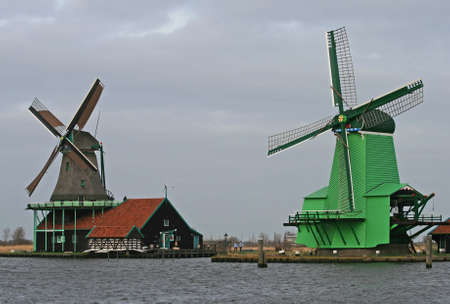 The historical windmill in the Dutch countrysideの写真素材