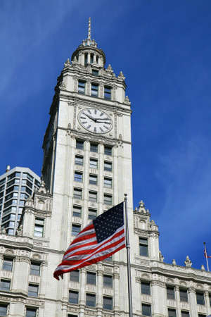 The high-rise buildings in the downtown Chicagoの写真素材