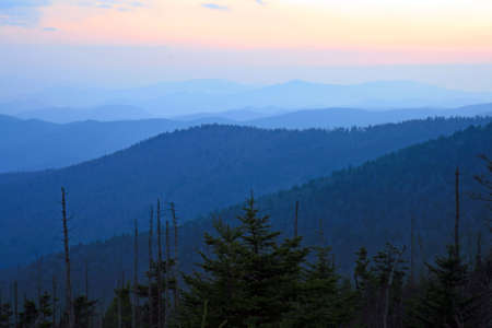 The Great Smoky Mountain National Park at sunsetの写真素材