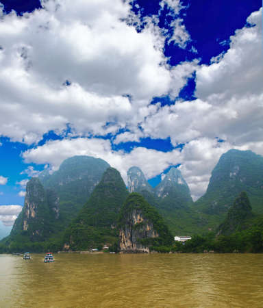 scenery landscape at Lijiang River near Quilin City in China の写真素材