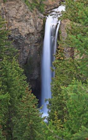 The Tower Falls in Yellowstone National Park in Wyoming の写真素材