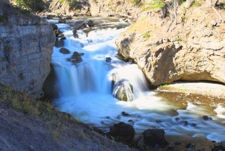 The Firehole Falls in the Yellowstone National Parkの写真素材