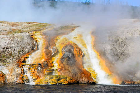 The scenery at Midway Geyser Basin in Yellowstone National Park の写真素材