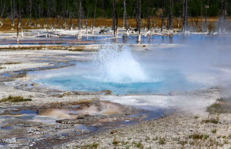 The scenery at Midway Geyser Basin in Yellowstone National Park の写真素材