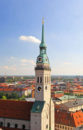The aerial view of Munich city center from the tower of the City Hallの写真素材