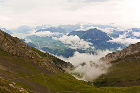 The aerial view from the top of Pilatus near Lake Luzern Switzerland  