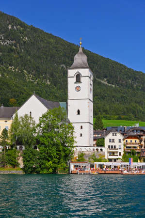 The beautiful St. Wolfgang in Lake district near Salzburg Austriaの写真素材