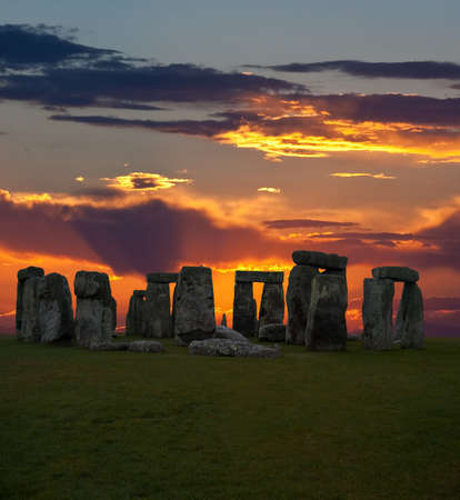 The famous Stonehenge in England on a sunrise background の写真素材