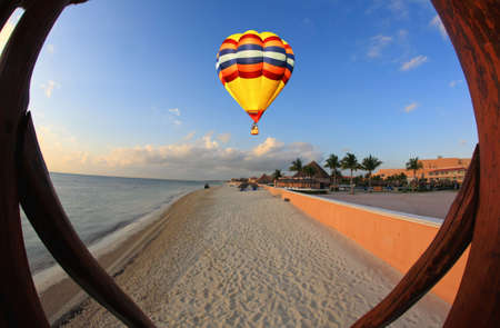 a luxury all inclusive beach resort at night in Cancun Mexicoのeditorial素材