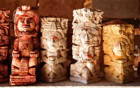 Mexican statues in a Mayan souvenir shopの写真素材