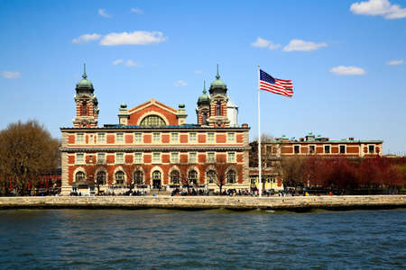 The main immigration building on Ellis Island in New York harborの写真素材