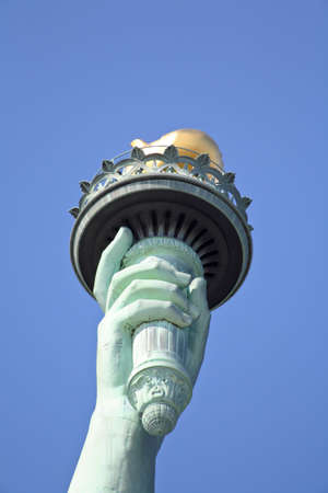 The closeup of the Statue of Liberty in New York Harbor
