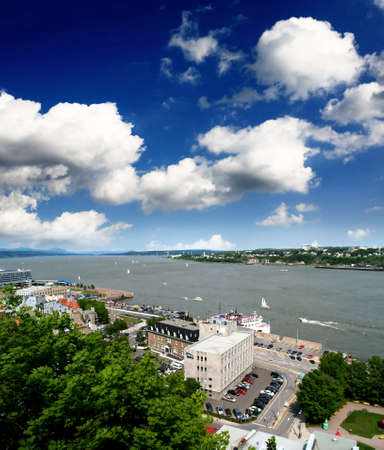 The aerial view of Saint Lawrence River Quebec City    
