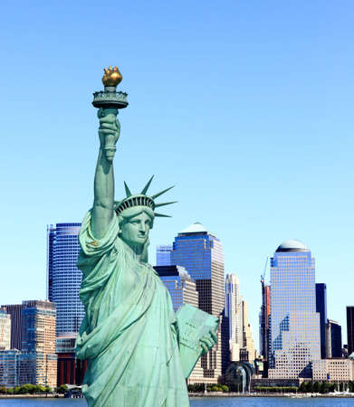 The Statue of Liberty and Lower Manhattan Skylines New York City 

の写真素材