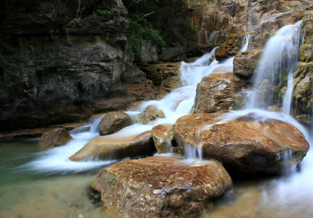 Water falls and cascades of Yun-Tai Mountain, a World Geologic Park and AAAAA Scenery Site in Chinaの写真素材