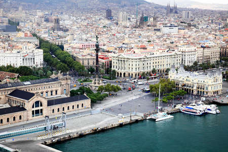 an aerial view of Barcelona City Spainの写真素材