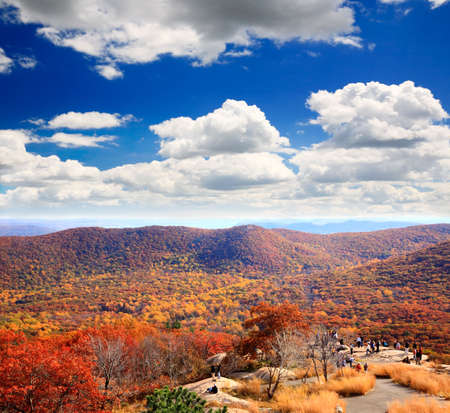 The foliage scenery from the top of Bear Mountain in New York State 