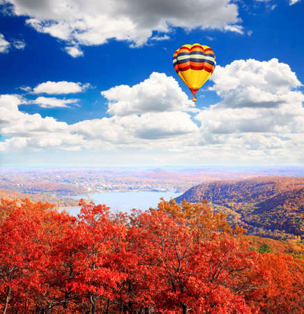 The foliage scenery from the top of Bear Mountain in New York State 