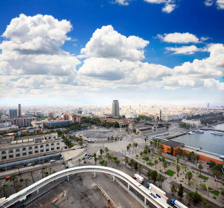 The Columbus Memorial and downtown Barcelona Spainの写真素材