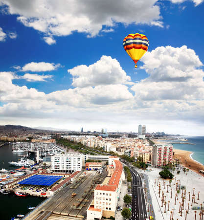 an aerial view of Barcelona City Spainの写真素材