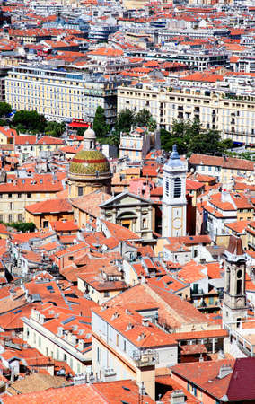 aerial view of the Nice old town Franceの写真素材