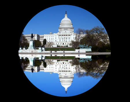 a fisheye view of the Capitol building in Washington D.Cの写真素材