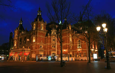 Street scene in Amsterdam Holland at night