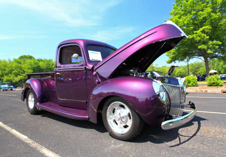 An antique car show in a small town in New Jersey  - a wide-angle viewのeditorial素材