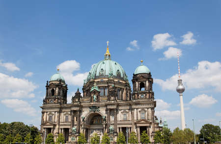 the Berliner Dom and TV tower in Berlin Germany 