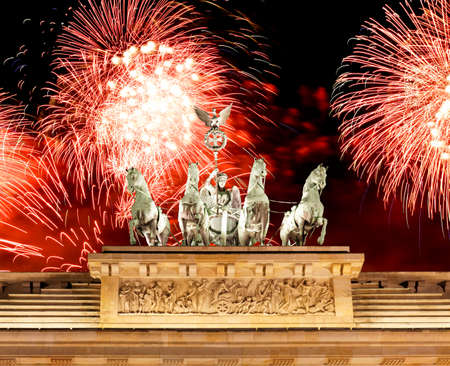 BRANDENBURG GATE at sunset in Berlin Germanyの写真素材