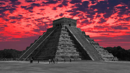 The temples of chichen itza temple in Mexico, one of the new 7 wonders of the world の写真素材