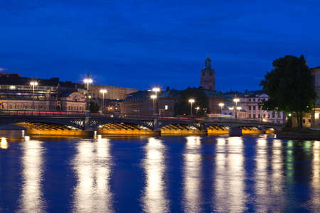 Night scene of the Stockholm City Swedenの写真素材