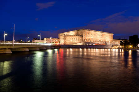 The Royal Palace in Stockholm at night の写真素材