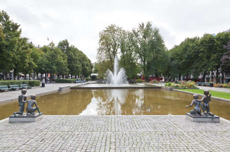The Spikersuppa square in central Oslo, Norway の写真素材