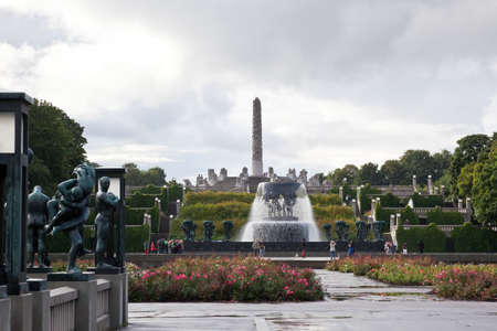 The famous rock sculpture park in Oslo Norway の写真素材