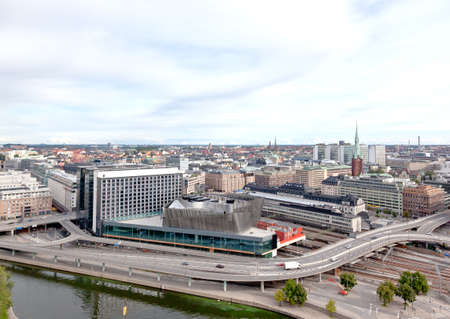 Aerial view of the Stockholm Central Train Station form top of City Hall towerの写真素材