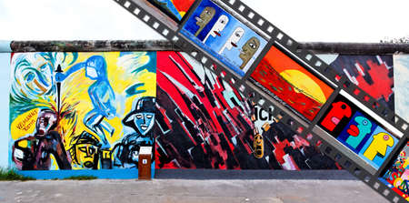 BERLIN - MAY 29: The East Side Gallery - the largest outdoor art gallery in the world on a segment of the Berlin Wall May 29, 2010 in Berlin.のeditorial素材