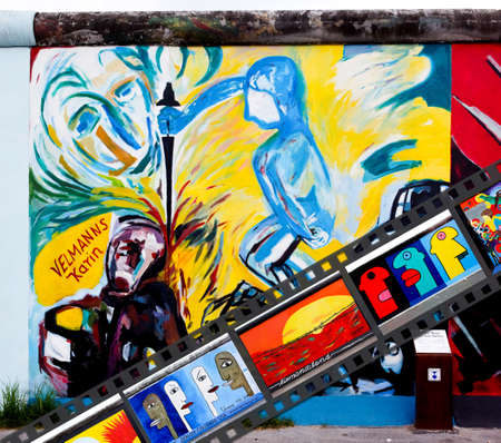 BERLIN - MAY 29: The East Side Gallery - the largest outdoor art gallery in the world on a segment of the Berlin Wall May 29, 2010 in Berlin.のeditorial素材
