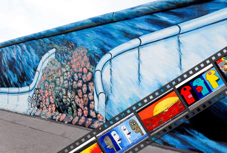BERLIN - MAY 29: The East Side Gallery - the largest outdoor art gallery in the world on a segment of the Berlin Wall May 29, 2010 in Berlin.のeditorial素材