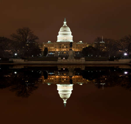 United States Capitol Building at night in Washington DCの写真素材