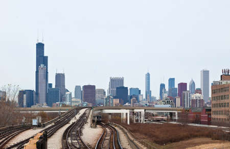 The Chicago Skyline a view from the China Townの写真素材