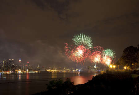 The July 4th firework over Hudson River in New York Cityのeditorial素材