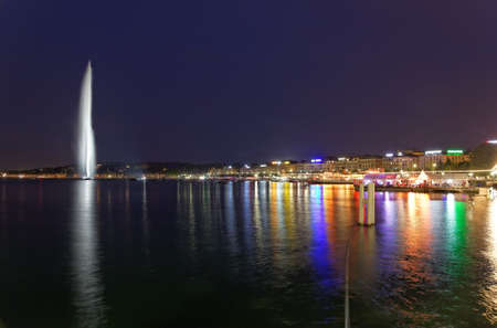 Geneva water jet on Lake Lemanの写真素材