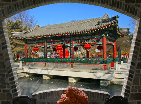 A garden which mimic the traditional southern garden in Beijing Chinaのeditorial素材