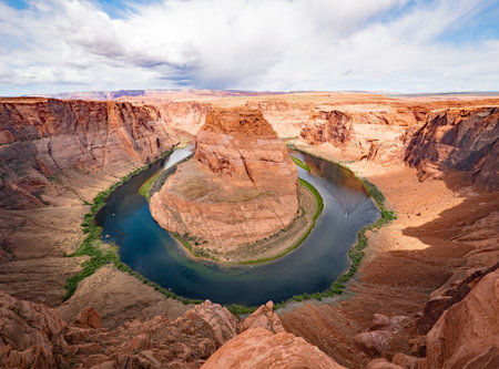 Panoramic view of Horseshoe Bend at Utah, USAの写真素材