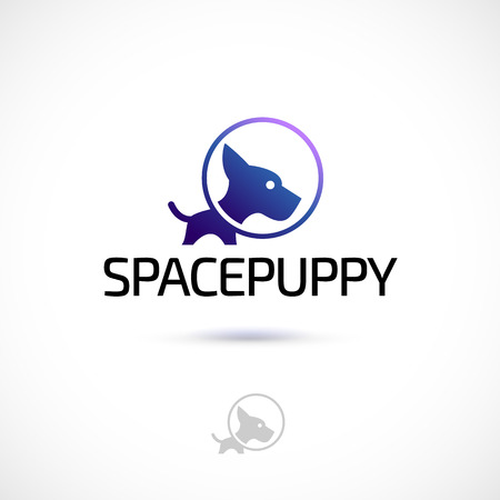 Vector logo design, space puppy symbol icon. Logotype template.のイラスト素材