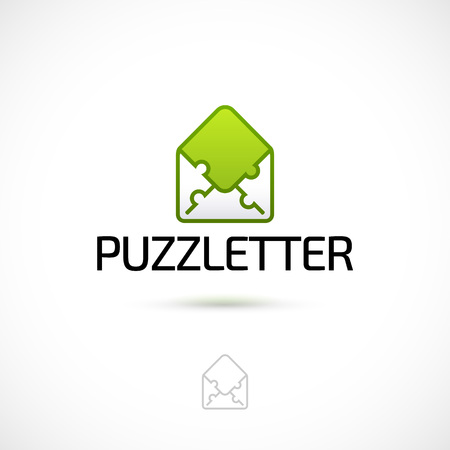 Vector logo design, letter made of puzzle pieces symbol icon. Logotype template.のイラスト素材