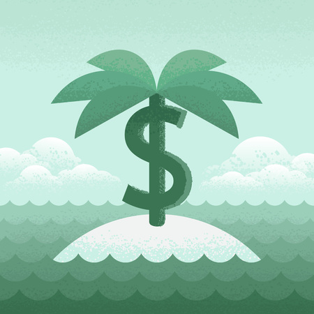 Illustration about palm tree in shape of a dollar sign.のイラスト素材